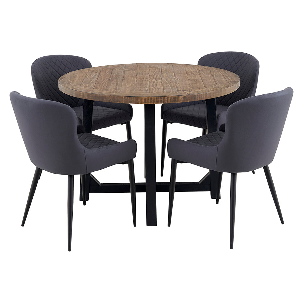 New Oxford 1100 Round Dining Set with Grey Chairs Afterpay