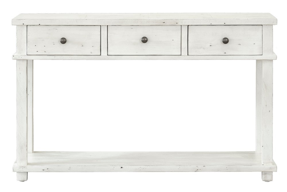 Coastal Hamptons Style White Wash Timber Hall Table