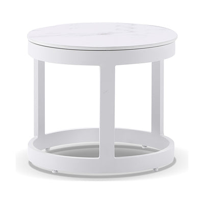 Lorne Outdoor Round Ceramic & Aluminium Side Table White