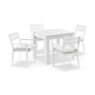 Kingscliif 890 Outdoor Square Dining Table & Chairs Set White