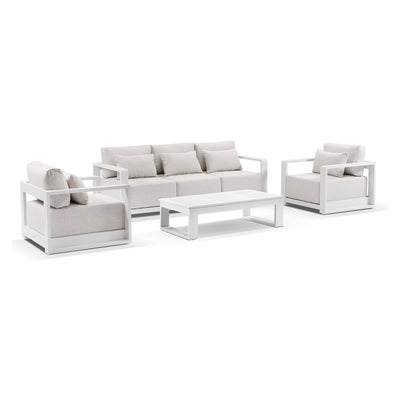 Palm Cove 3+1+1 Outdoor Lounge Setting with Coffee Table White/Sandstone