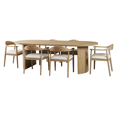 Lux 2500 Oval Dining Package with Lux Armchairs (Off White Cushions)