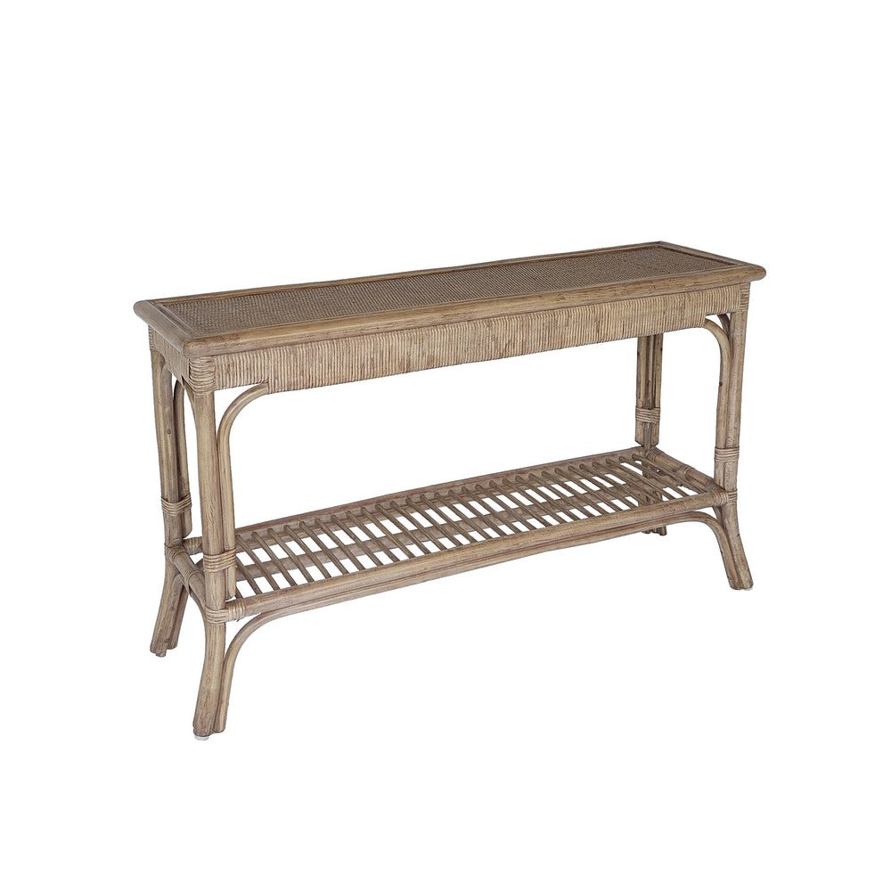 Drake Antique Grey Rectangle Rattan Console | 1825 Interiors