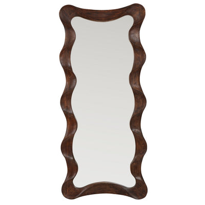Ripple Wood Rectangular Mirror Brown