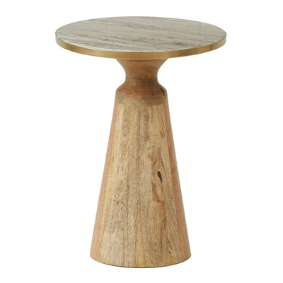 Genoa Marble Wood Side Table Natural