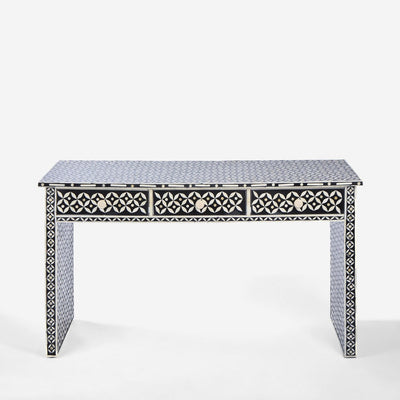 Stella Bone Inlay Console Table Black White