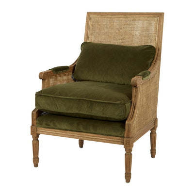 Hicks Caned Armchair Olive Green
