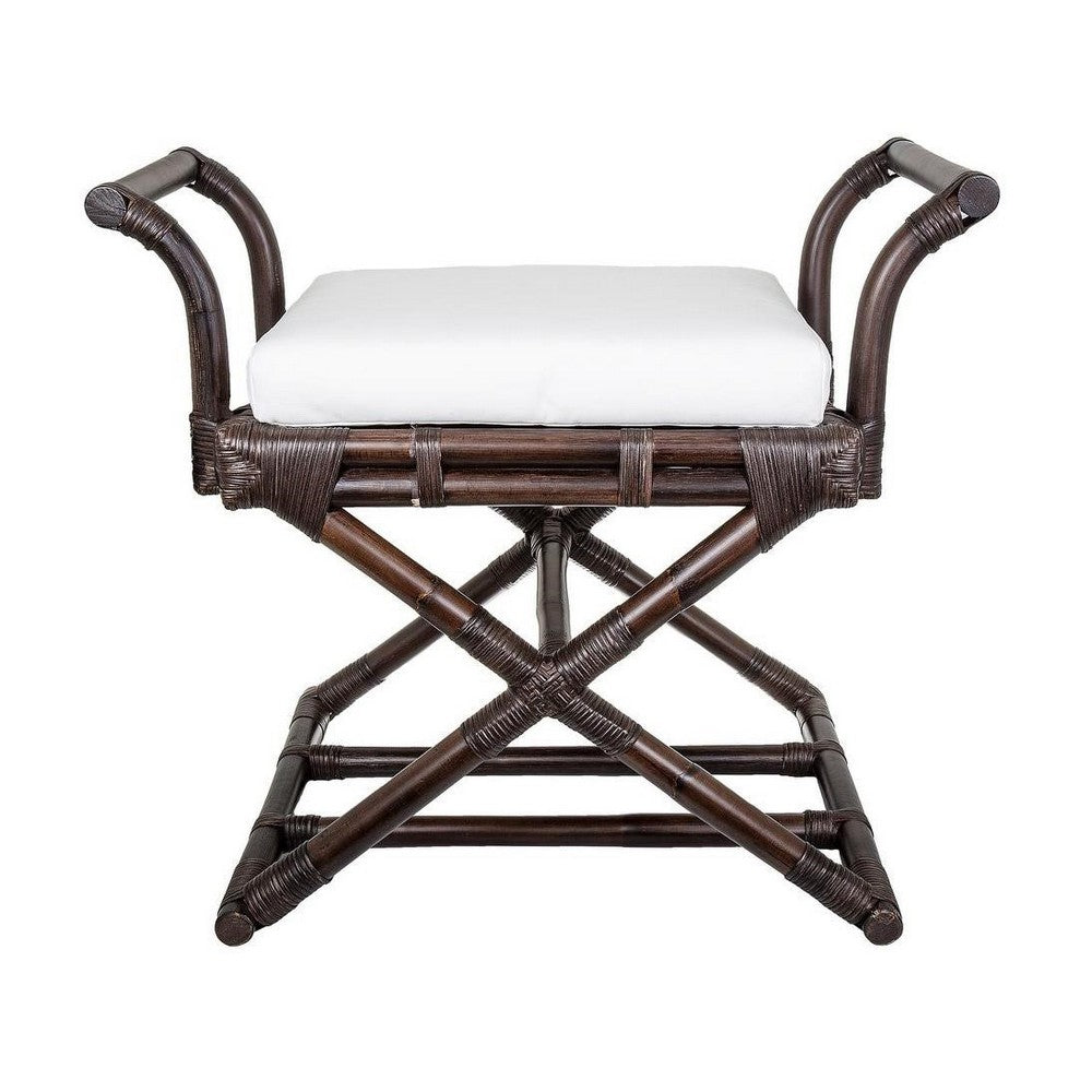 Bahamas Cross Leg Stool Brown with Cushion