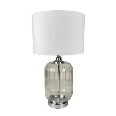 Bloomingdale Glass Ribbed Lamp White