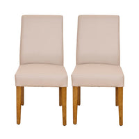 Set of 2 - Kelly Dining Chair Beige - Light Brown Legs