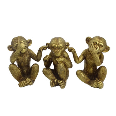 Havana Resin Gold Monkey Set of 3