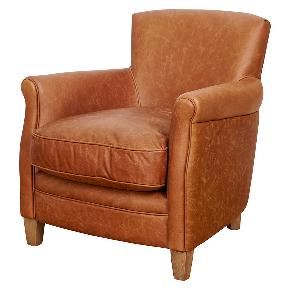 Harrods Tobacco Colour Leather Occasional Chair 1825 Interiors