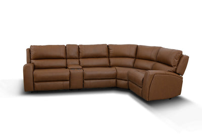 Montana 4 Seater Corner Leather Electric Recliner Sofa with Console Pecan