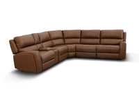 Montana 5 Seater Corner Leather Electric Recliner Sofa with Console Pecan