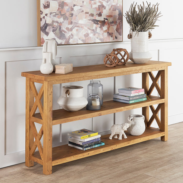 Retro Hall Table Vintage Large Hall Table With Diagonal Supports | 1825 Interiors