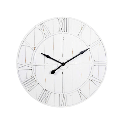 Baker Timber Iron Wall Clock White