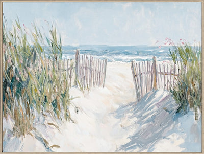 Hamptons Bench Fence Oil Painting