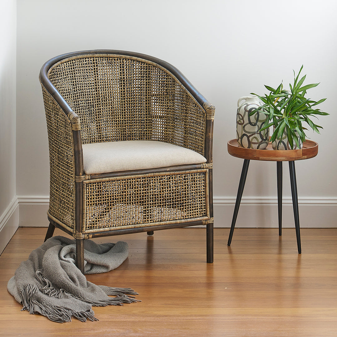 Botanica Black Shadow Rattan Tub Chair Afterpay 1825 Interiors