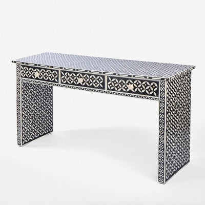 Stella Bone Inlay Console Table Black White