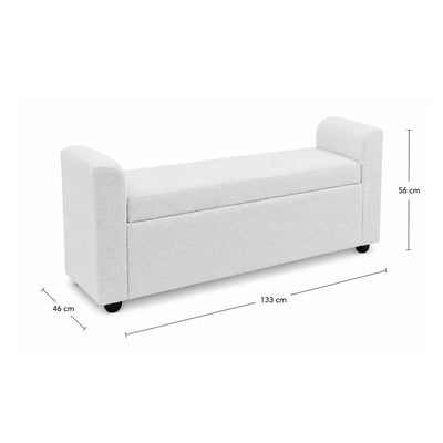 Etna Storage Ottoman Ivory White
