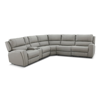 Montana 5 Seater Corner Leather Electric Recliner Sofa with Console Cloudy Sky