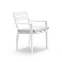 Kingscliff Outdoor Aluminium Dining Arm Chair White/Textured Olefin Grey