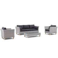 Glenelg 3+1+1 Seater Outdoor Wicker Lounge Set with Coffee Table Brushed Grey/Denim Grey