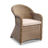 Portsea Full Round Wicker Dining Arm Chair Brushed Wheat/Cream
