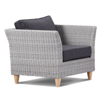 Glenelg Outdoor Wicker Arm Chair Brushed Grey/Denim Grey