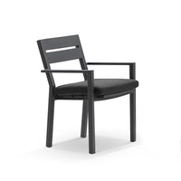 Kingscliff Outdoor Aluminium Dining Arm Chair Charcoal/Denim Grey