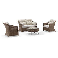 Portsea Outdoor 2+1+1 Seater Lounge Set with Coffee Table Brushed Wheat/Cream