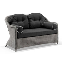 Portsea Outdoor Wicker 2 Seater Lounge Brushed Grey/Denim Grey
