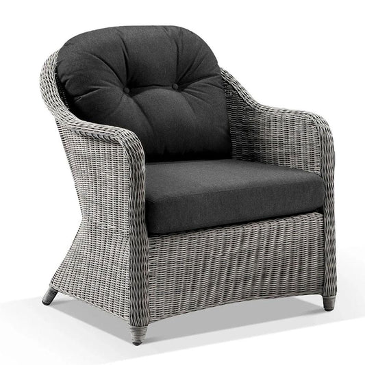 Portsea Outdoor Wicker 3+2+1 Seater Lounge Set with Coffee Table Brushed Grey/Denim Grey