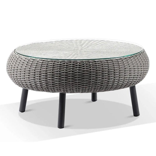 Portsea Outdoor Wicker 3+2+1 Seater Lounge Set with Coffee Table Brushed Grey/Denim Grey