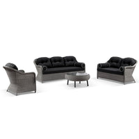 Portsea Outdoor Wicker 3+2+1 Seater Lounge Set with Coffee Table Brushed Grey/Denim Grey