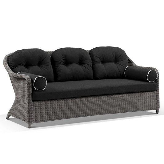 Portsea Outdoor Wicker 3+2+1 Seater Lounge Set with Coffee Table Brushed Grey/Denim Grey