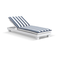 Kingscliff Aluminium Outdoor Sun Lounge White/Navy Stripe