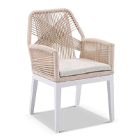 Lorne Outdoor Aluminium and Rope Dining Chair White/Cream Rope/Cream