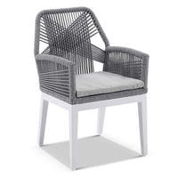 Lorne Outdoor Aluminium and Rope Dining Chair White/Grey Rope/Textured Olefin Grey