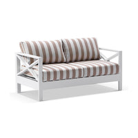 Airlie 2 Seater Outdoor Aluminium Lounge in Sunbrella® White/Sunbrella® Maxim Heather Beige