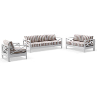 Airlie 3+2+1 seater Outdoor Aluminium Lounge Set with Coffee Table White/Sunbrella® Maxim Heather Beige
