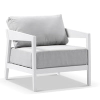 Coolum 1 Seater Outdoor Aluminium Lounge White/Textured Olefin Grey
