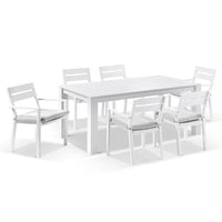 Kingscliff 1800 Outdoor Rectangle Aluminium Dining Table & Chairs Set White