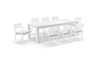 Kingscliff 2500 Outdoor Rectangle Aluminium Dining Table & Chairs Set White