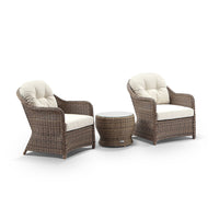 Portsea Outdoor Wicker Patio Set with Side Table Brushed Wheat/Cream