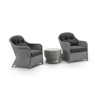 Portsea Outdoor Wicker Patio Set with Side Table Brushed Grey/Denim Grey