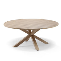 Beachport Outdoor 1800 Round Aluminium Dining Table Light Oak Look