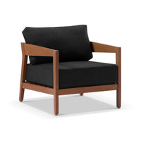Coolum 1 Seater Outdoor Aluminium Lounge Teak Look/Denim Grey