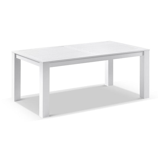 Kingscliff 1800 Rectangle Aluminium Dining Table with 2 Bench Seats White/Textured Olefin Grey