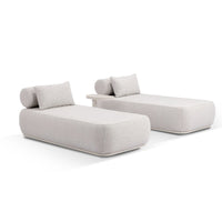 Elliston Outdoor Aluminium Single Sun Lounge Set with Side Table Light Dune/Sandstone